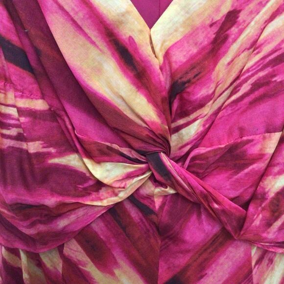 Jones New York dress 100% cotton orange red yellow pink fit & flare  size 12 - Picture 5 of 14